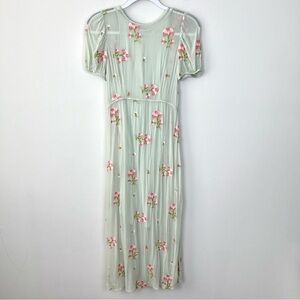 Free People Sheer Floral Embroidered Midi Dress Prairie Cottage Fairy